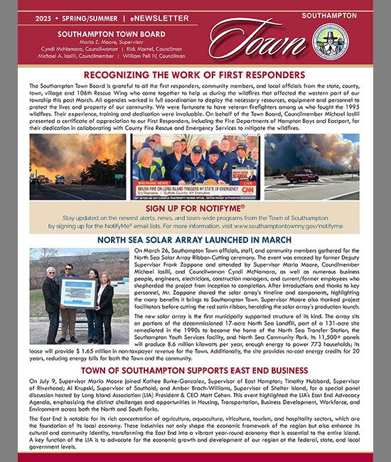 News Flash • Enjoy Town of Southampton's Spring/Summer Newsl