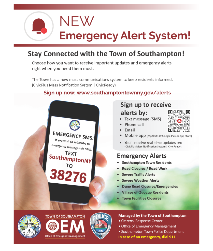 SOUTHAMPTON TOWN LAUNCHES NEW ENHANCED MASS NOTIFICATION SYSTEM • Southampton, NY