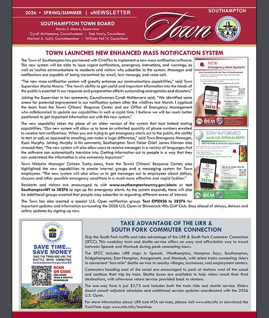 Enjoy Town of Southampton's Spring/Summer 2026 Newsletter! • Southampton, NY